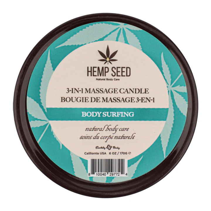 Earthly Body Hemp Seed 3-in-1 Massage Candle Body Surfing 6oz