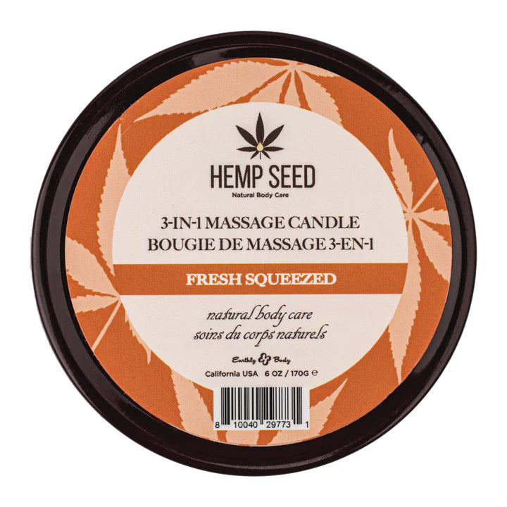 Earthly Body Hemp Seed 3-in-1 Massage Candle Fresh Squeezed 6oz
