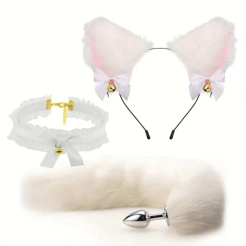 3 Piece White Pussy Cat Dress Up