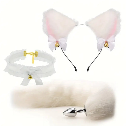 3 Piece White Pussy Cat Dress Up
